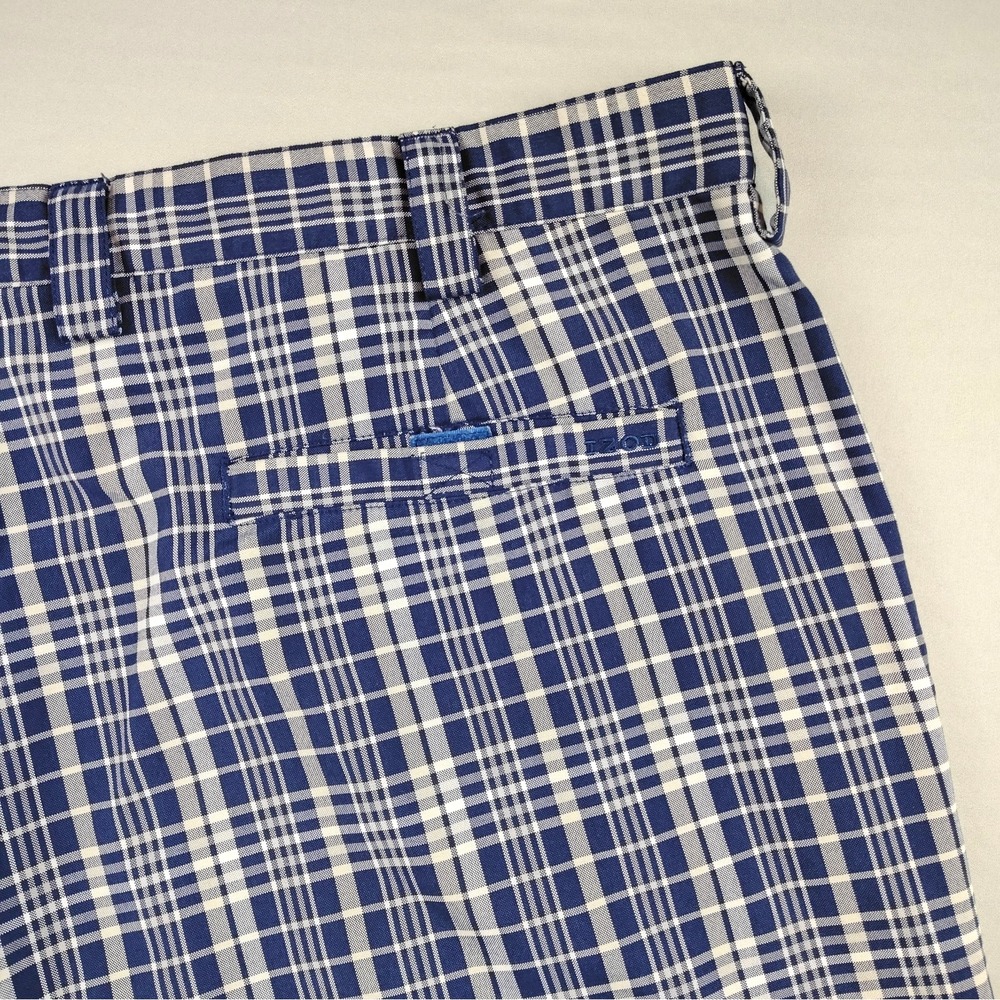 IZOD PerformX Golf Shorts Men's 42 Blue Plaid Performance Stretch Flat Front - Picture 13 of 13